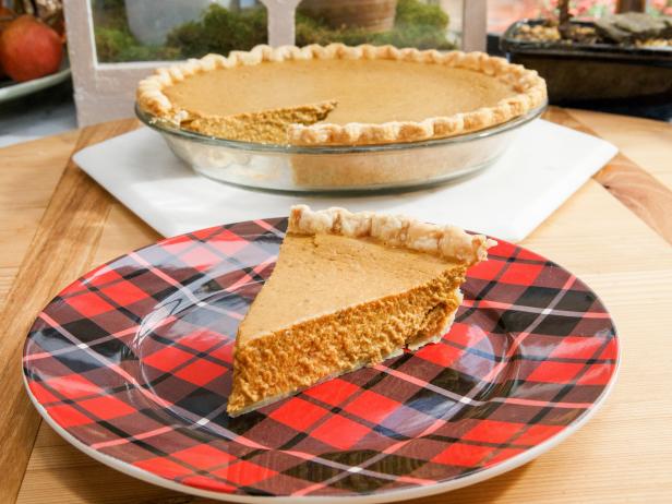 Pumpkin pie with black pepper is displayed as seen on The Kitchen, Season 15.