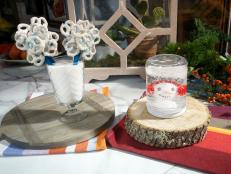 White Chocolate Snowflakes and a Jar Snow Globe are displayed as seen on The Kitchen, Season 15.