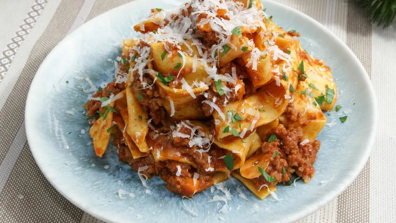 Fresh Pasta with 20 Minute Sausage and Beef Bolognese Sauce Recipe ...