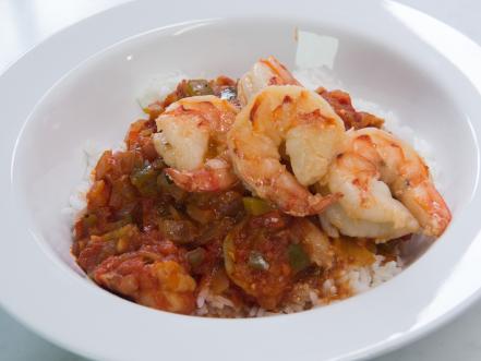 Garlicky Shrimp with Creole Sauce Over Rice Recipe | Cooking Channel