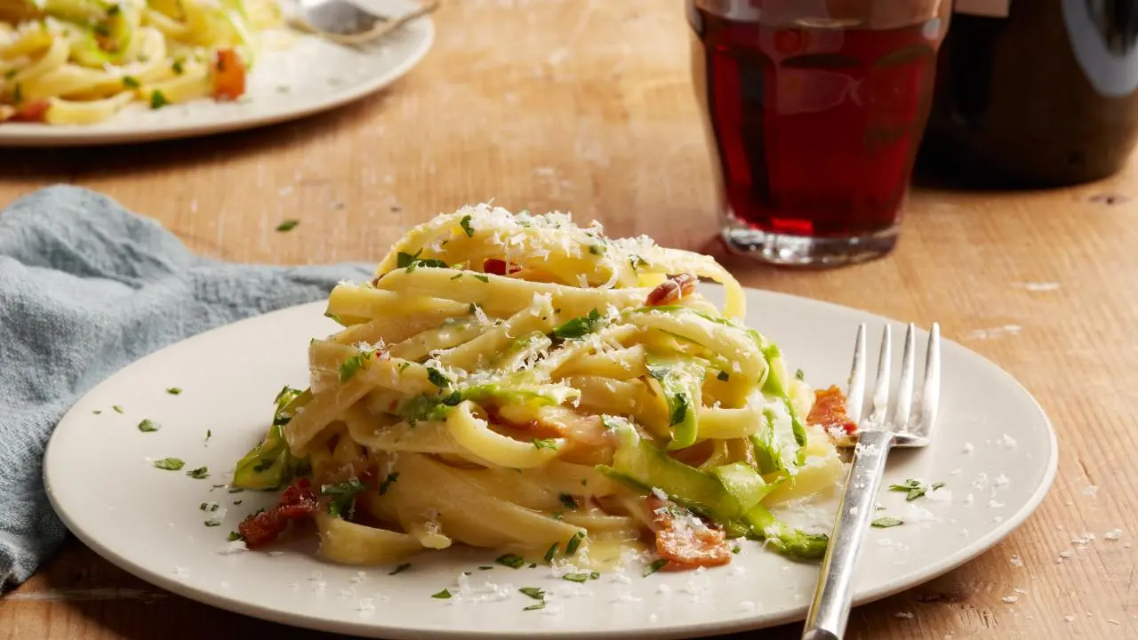 Asparagus Fettuccine Carbonara