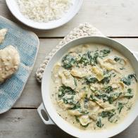 Food Network Kitchen’s Creamy Spinach and Artichoke Chicken Skillet, as seen on Food Network.
