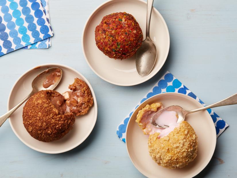 Food Network Kitchen’s Fried Ice Cream with Cereal Crust, as seen on Food Network.