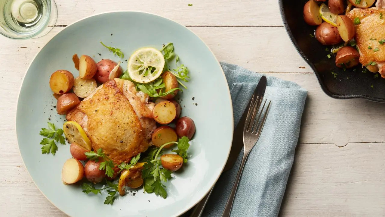 Lemon-Garlic Skillet Chicken and Potatoes