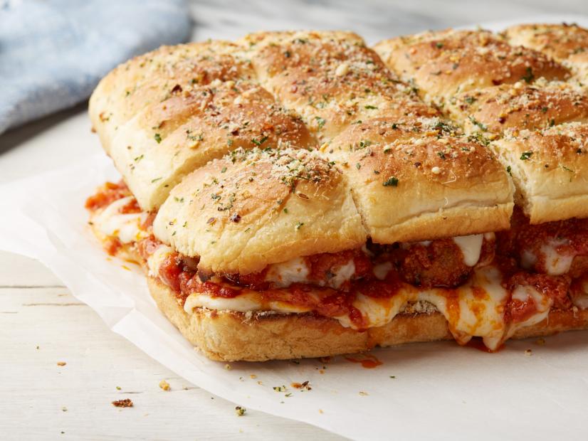 Food Network Kitchen’s Pull-Apart Meatball Sub, as seen on Food Network.