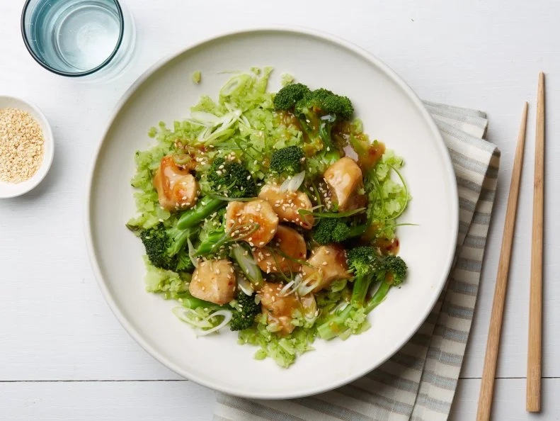 Food Network Kitchen’s Whole30 Sesame Chicken and Broccoli Rice, as seen on Food Network.