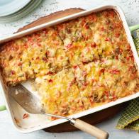Ree Drummond's Tater Tot Breakfast Casserole for the Brunch is in the Fridge! episode of The Pioneer Woman, as seen on Food Network.
