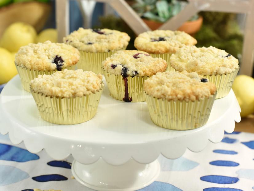 Gesine Bullock-Prado makes Lemon Blues Muffins with a Crumble Topping, as seen on Food Network's The Kitchen