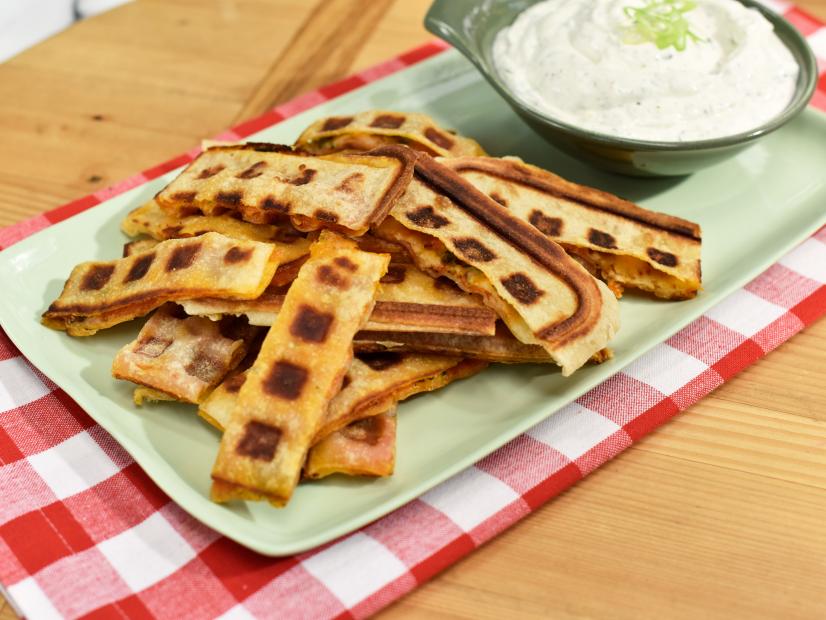 Katie Lee makes Pizza Waffle Sticks with Ranch Dip, as seen on Food Network's The Kitchen