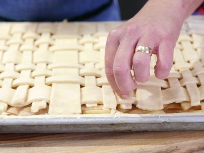 Gesine putting down layers for pie crust, as seen on Baked in Vermont, Season 1.