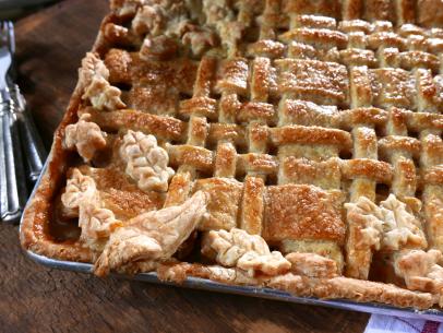 Close up of corner of apple pie, as seen on Baked in Vermont, Season 1.