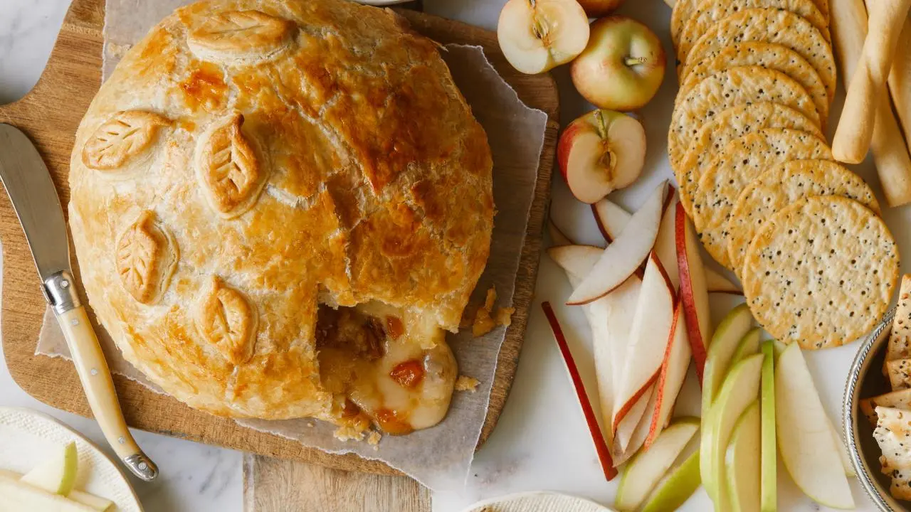 Giant Baked Brie with Apricots and Walnuts