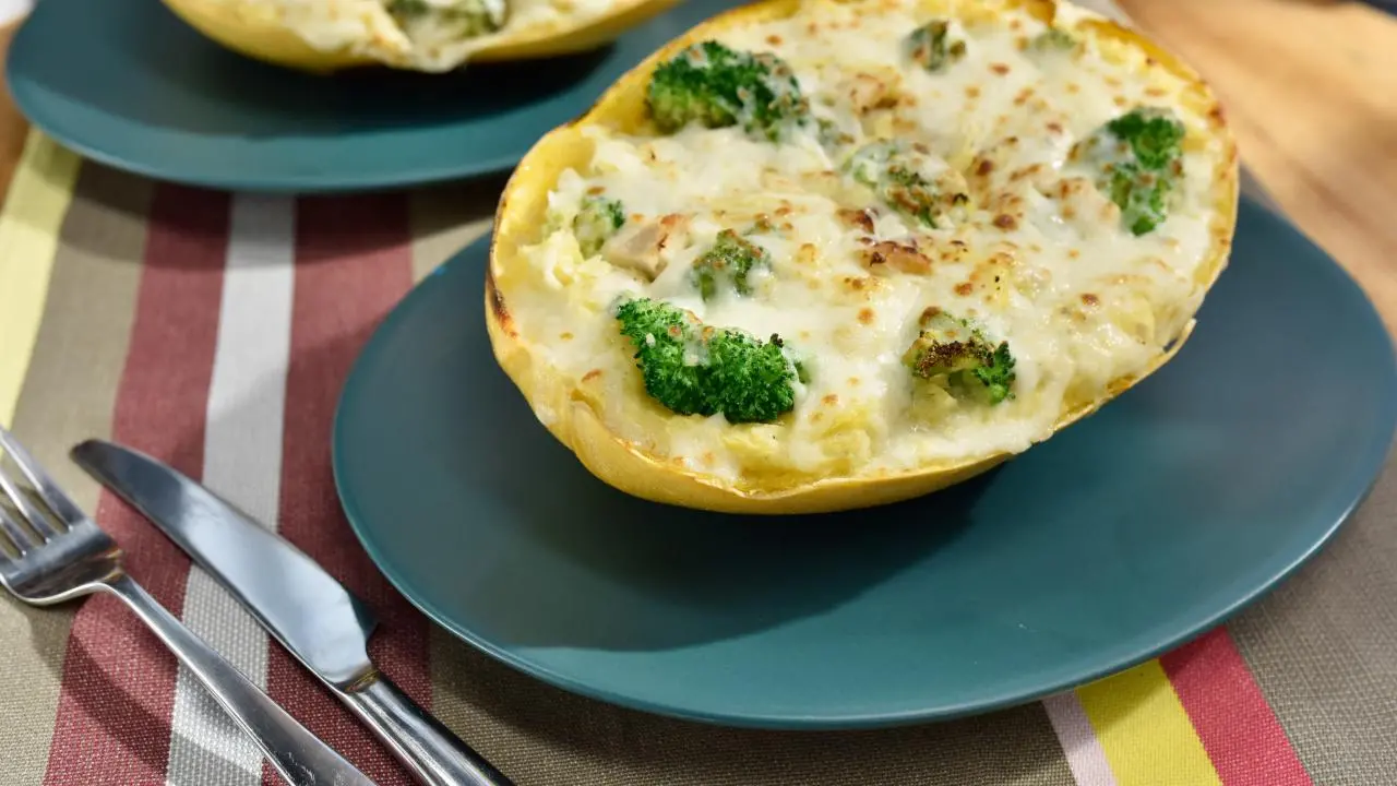 Chicken and Broccoli Twice-Baked Spaghetti Squash