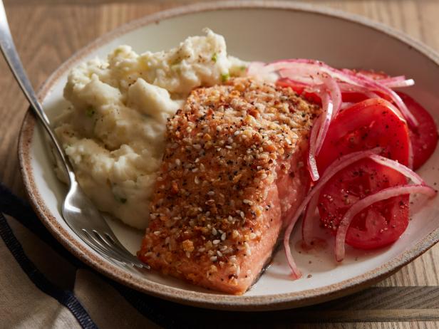 Food   Network   Kitchen’s   Everything   Salmon   Fillets   and   Cream   Cheese   Potatoes.