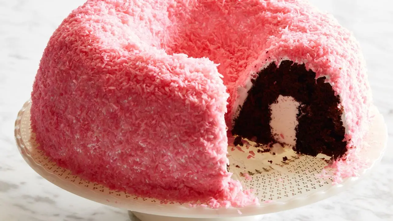 Snowy Pink Coconut Bundt Cake