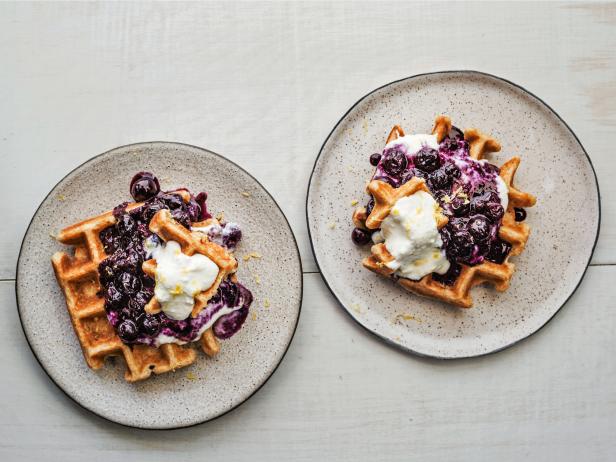 Waffles with Blueberry Compote and Lemon Ricotta Cream_image
