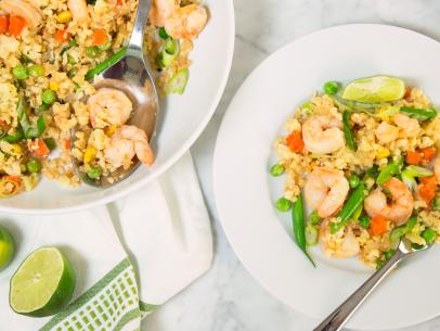 Sara Lynn Cauchon's Shrimp Fried Cauliflower Rice for the Low-Key Guide to Better Eating, as seen on the Low-Key Guide to Better Eating, Season 1