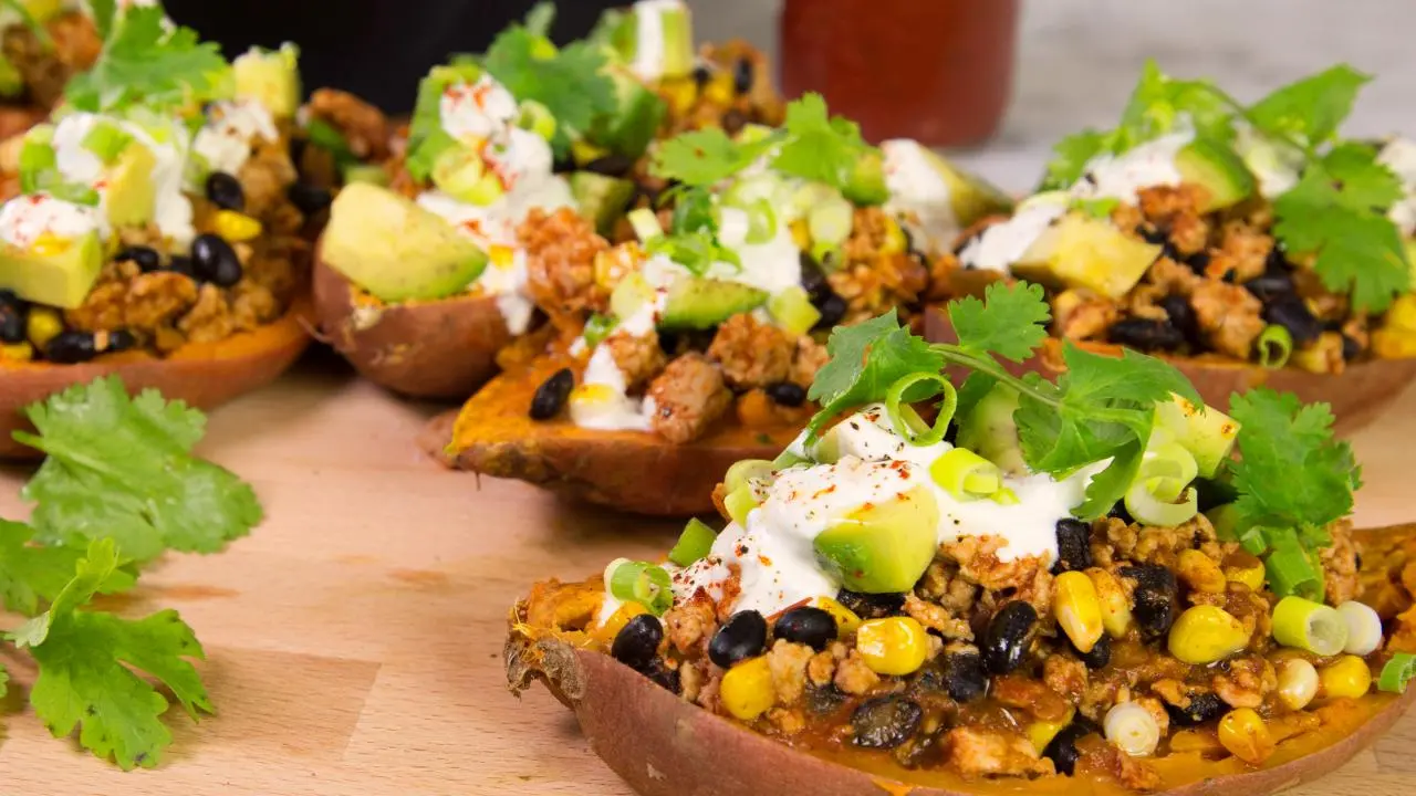 Turkey Taco Sweet Potatoes