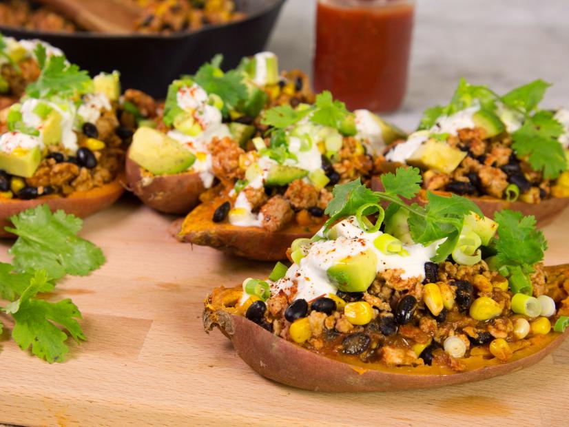 Turkey Taco Stuffed Sweet Potato Recipe Sara Lynn Cauchon Food Network