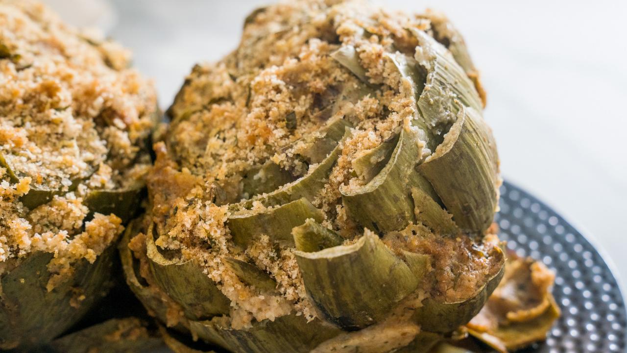Stovetop Stuffed Artichokes