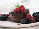 Beauty of chocolate lava cake with mascarpone berry sauce, as seen on Food Network’s Trisha’s Southern Kitchen Season 11