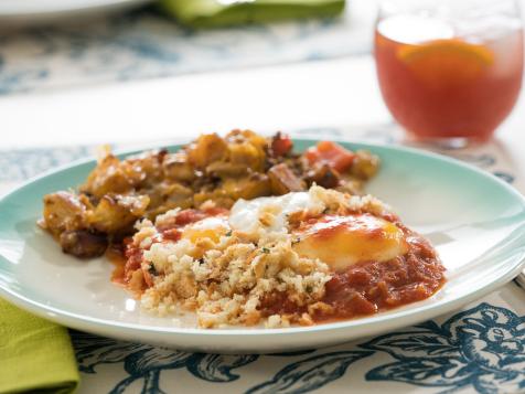 Eggs in Purgatory with Crispy Herbed Parmesan Breadcrumbs