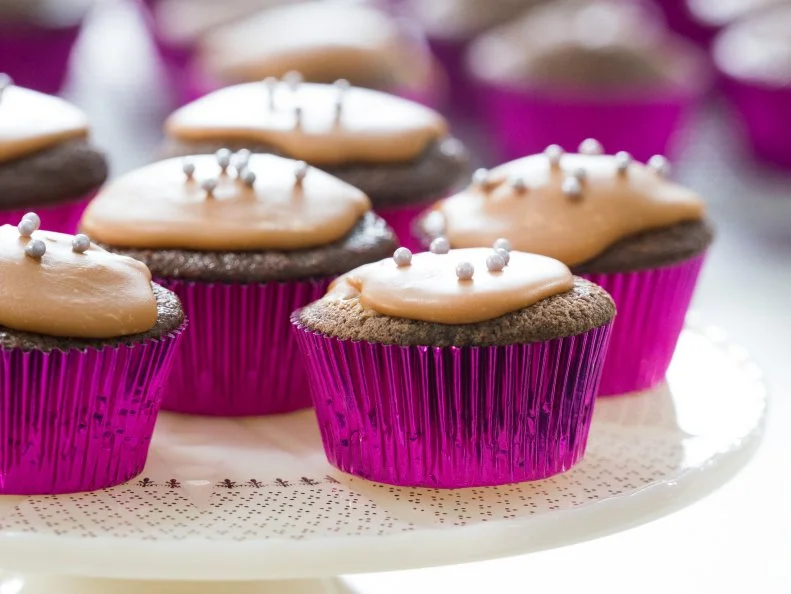 Beauty of 00 cupcakes with caramel icing, as seen on Food Network's Trisha's Southern Kitchen Season 11