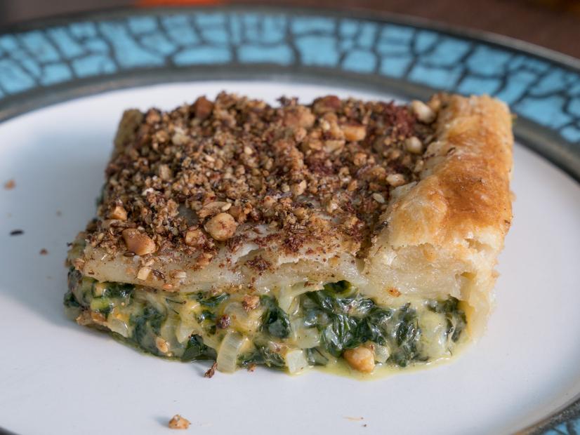 Special Guest, Aarti Sequeira's Egyptian Spinach Pie with Hazelnut Dukka Crust, as seen on Guy's Ranch Kitchen, Season 1...
