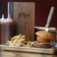 The special smoked Angus beef burger at BBQ Saloon, as seen on Eat Sleep BBQ, Season 1.