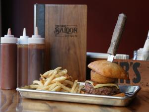 The special smoked Angus beef burger at BBQ Saloon, as seen on Eat Sleep BBQ, Season 1.