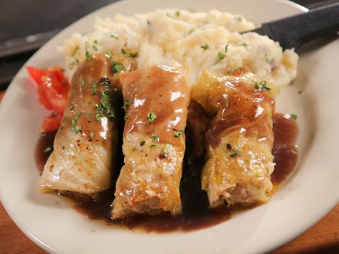 Lamb-Stuffed Cabbage with Red Wine Demi-Glace