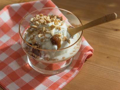 An ice cream dessert with peanut butter sauce, made by guests Keavy Landreth and Allison Kave of Butter and Scotch, as seen on Food Network's The Kitchen.