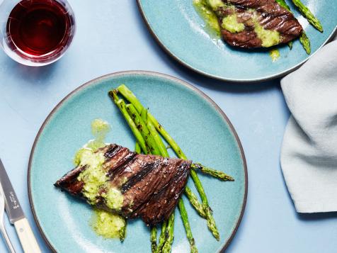 15-Minute Grilled Skirt Steak with Pesto Butter