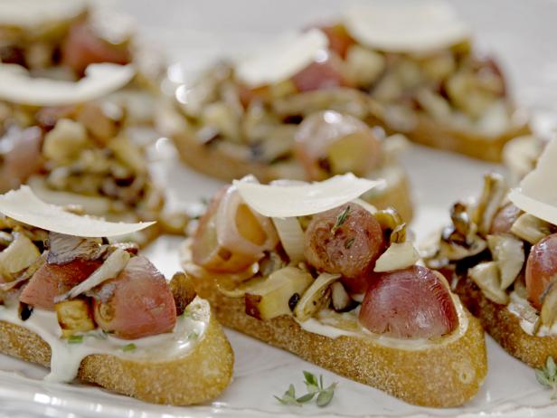Mushroom and Grape Crostini