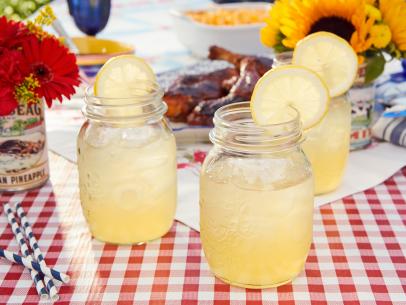 Host Tiffani Amber Thiessen's drink, Hard Peach Lemonade, as seen on Cooking Channel’s Dinner at Tiffani’s, Season 3.