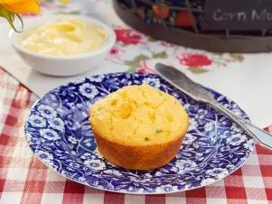 Host Tiffani Amber Thiessen's dish, Jalapeño Corn Muffins, as seen on Cooking Channel’s Dinner at Tiffani’s, Season 3.
