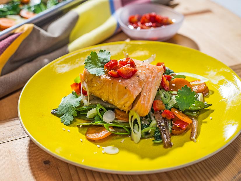 Cheat Sheet Salmon with Veggies, as seen on Food Network's The Kitchen