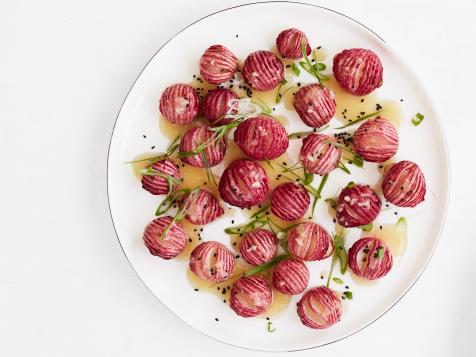 Hasselback Radishes with Miso Dressing