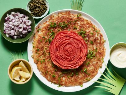 Food Network Kitchen’s Potato Rosti with a Smoked Salmon Rose.
