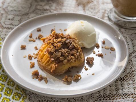 Baked Hasselback Apples with Ice Cream