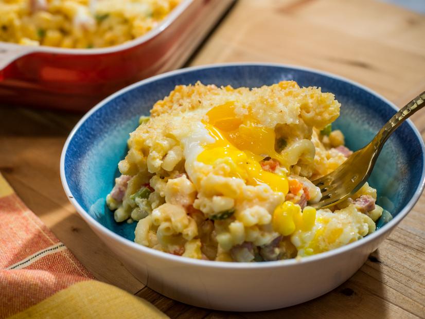 Katie Lee makes Breakfast For Dinner: Breakfast Mac and Cheese, as seen Food Network's The Kitchen
