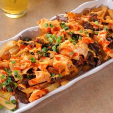 Korean Kimichi Fries as served at Q-Shi in Spring,Texas as seen on Food Network's Diners, Drive-Ins and Dives episode 2607.