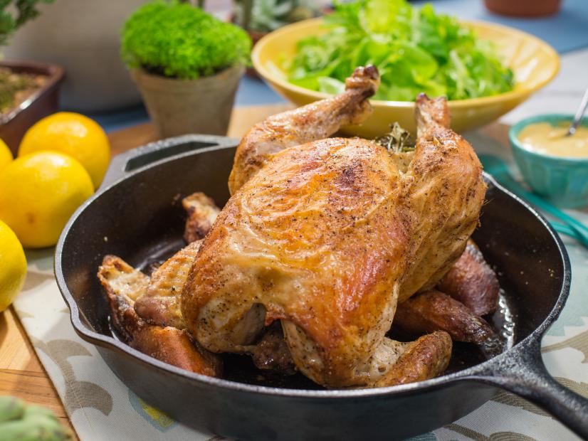 Roasted Chicken with Croutons Recipe | Katie Lee Biegel | Food Network