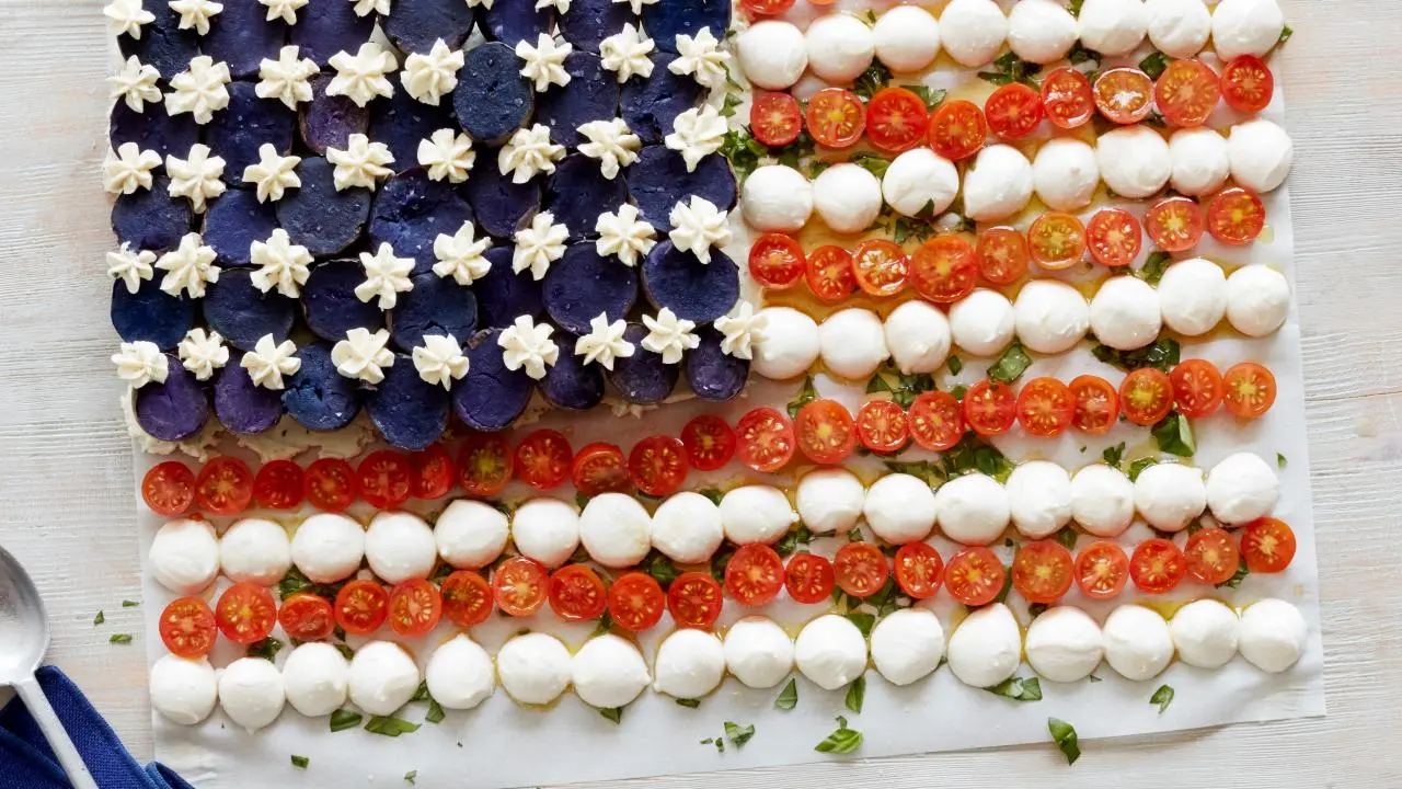 American Flag Caprese Salad