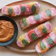 Food Network Kitchen’s Colorful Summer Rolls with Peanut Dipping Sauce.