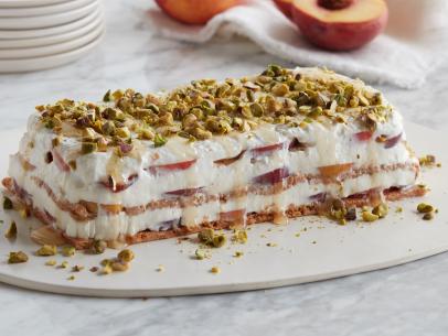 Food Network Kitchen’s Peach, Honey and Yogurt Icebox Cake.