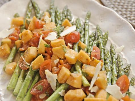 Asparagus with Grilled Melon Salad
