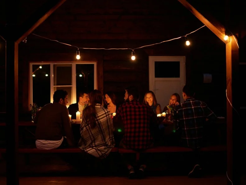Bunch of friends having a dinner party