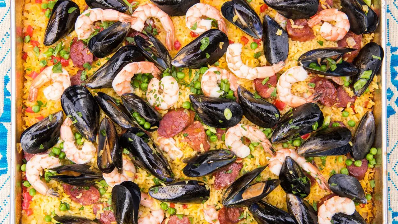 Grilled Sheet Pan Paella
