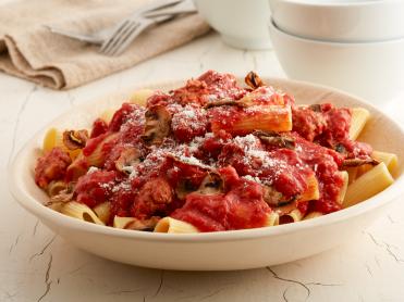 Rigatoni with Spicy Sausage and Crispy Mushrooms Recipe | Food Network ...